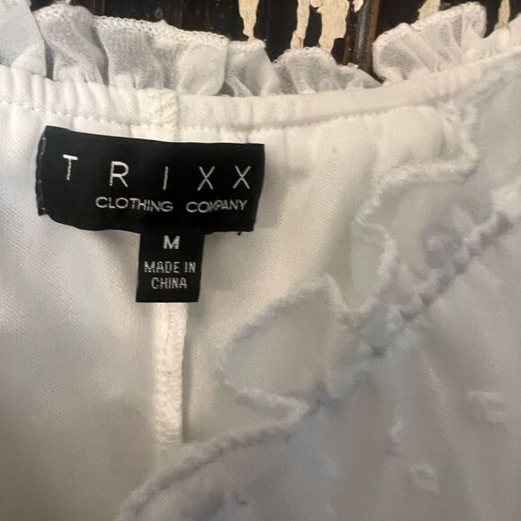 White ribbon overlay Trixx Clothing Co white babydoll sundress. Women’s size M. - Picture 4 of 8
